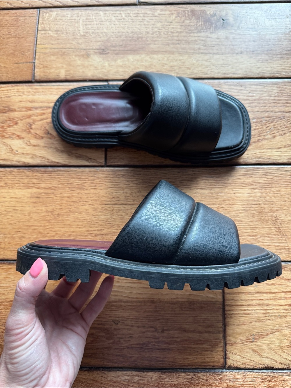 STAUD Womens Shoes Size 37 Astro Chunky Slides Mules Sandals Black Designer